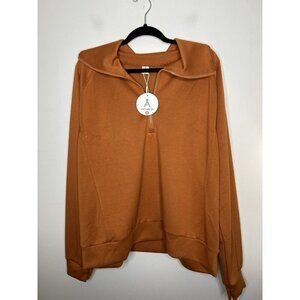 Anrabess Women's Burnt Orange 1/4 Size Sweatshirt Oversized Size 2XL NWT